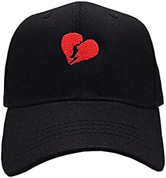 Capace de beisebol bordado do coração partido, chapéu de pai curvo ajustável