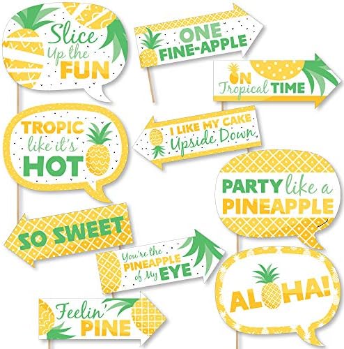 Big Dot of Happiness Funny Tropical Pineapple - Summer Party Photo Booth Props Kit - 10 peças