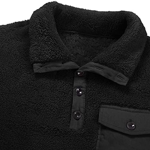 Pullover de suéter de lã xzhdd para masculino, botão frontal botão de lapela colarinho fofo fofo boho xadrez