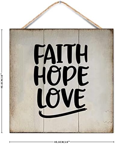 Vintage 16x16in Wood Pallet Family Cotty Christian dizendo Faith Hope Love Bíblia Verso Placa de Arte da Parede