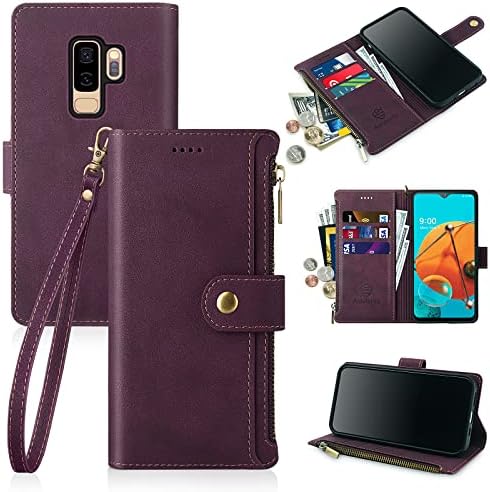 Antsturdy Samsung Galaxy S9+ /S9 Plus Caixa de carteira, PU Leather Folio Flip Protection Cobra com a bolsa