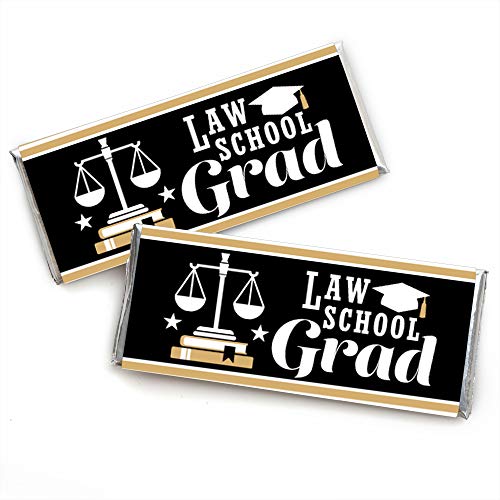 Big Dot of Happiness Law School Grad - Candy Bar Wrapper Future Lawyer Graduation Party Favors - Conjunto