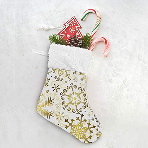 Meias de natal alaza de Natal Flakes de neve dourados clássicos personalizados pequenas decorações de meia para