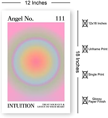 Teevoke 12x18- Anjo número 111 Poster sem moldura, Posters de gradiente de Aura de Energia de Manifestação,
