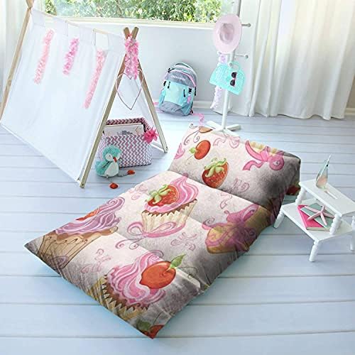 Padrão de travesseiro de piso infantil com cupcakes Moranwberry e cereja travesseiro, lendo jogos de piso