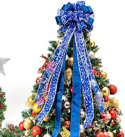 Topper de árvore de natal, árvore de Natal Topper de arco de 41x13 polegadas grandes toppers de presente aresto