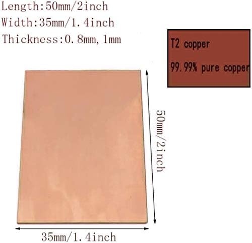 Placa de latão Haoktsb Placa de cobre pura Cu Placa de cobre Folha de cobre T2 Folha de metal Folha