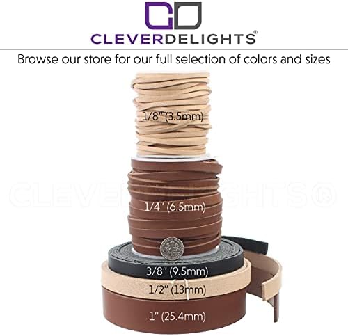 Lights CleverDelights 1/8 Cordamento plano - cor natural - 25 pés - 3,5 mm de couro genuíno