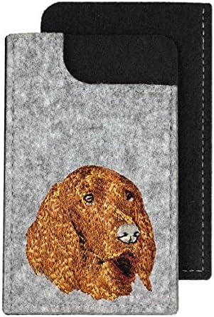 Irish Setter, uma caixa de telefone de feltro com uma imagem bordada de um cachorro