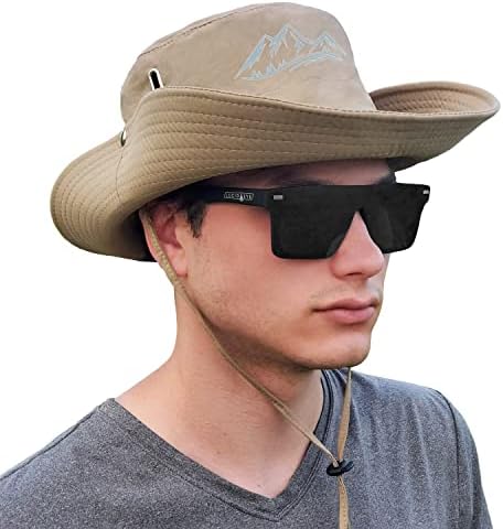 Mountain Sun Hat para aventura ao ar livre ventilou largura chapéu de boonie com tampa de safari ajustável Cap
