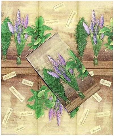 Lilac Lavender & Herbs Decoupage Decoupage Guardines Tamanho da toalha, 2 PCs