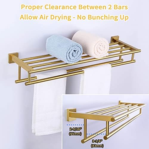 Prateleira de toalha de hotel com barras de toalhas, ângulo simples Sus304 Rack de toalha de banheiro