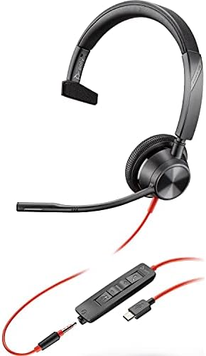 Plantronics - Blackwire 3315 Wired, ouvido único USB -A com microfone de boom - conecte -se ao PC/Mac via USB