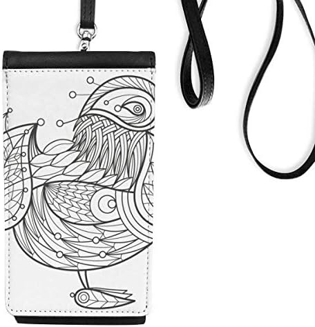 Bird Pintura Linha voadora Phone Carteira Bolsa pendurada bolsa preta bolso preto