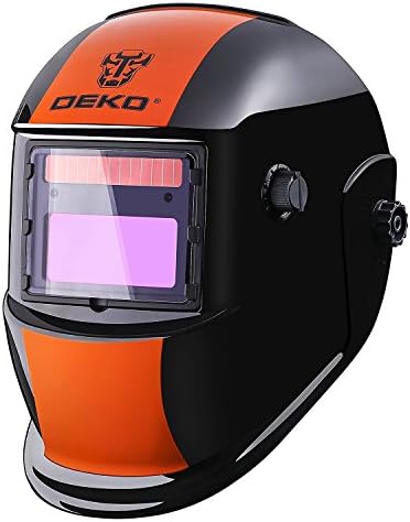 Capacete de soldagem de escurecimento automático preto laranja com lente larga faixa de sombra ajustável