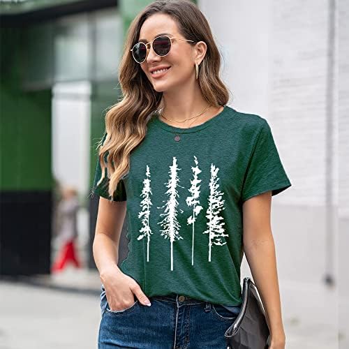 Mulheres gráficas engraçadas Camisa de pinheiro magro de pinheiro de verão camping atlético camisetas