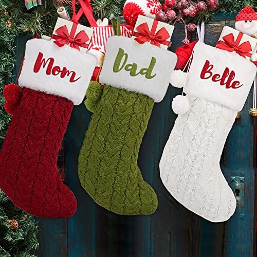 Meias de Natal personalizadas 17 polegadas de malha grande meias de natal personalizado nome de família meias de