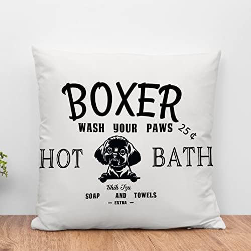 Shih tzu Cushion Capas de zíper quadrado boxeador de cachorro Lave seus travesseiros de pata