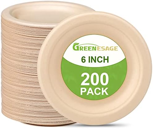 Greenesage pequenas placas de papel de 6 polegadas, 25 pacotes de placas descartáveis ​​ecológicas,