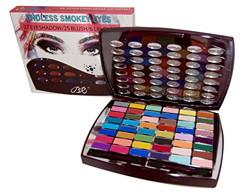 Kit de maquiagem BR, kit infinito de olhos esfumaçados, 27 sombras / 25 blush / 6 brilho labial