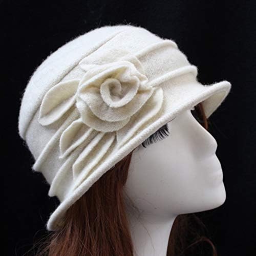 Homens, gorro folgado feminino, gaiolas vintage Cap mulheres elegante de inverno chapéu de lã Flor Bucket