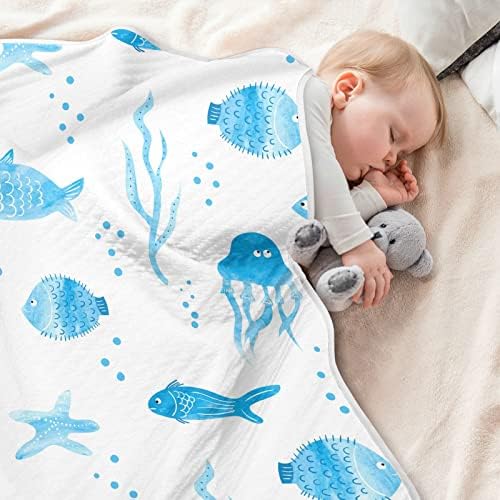 Cobertores de bebê de peixe de animais marinhos para meninos super macios e quente Cobertores de