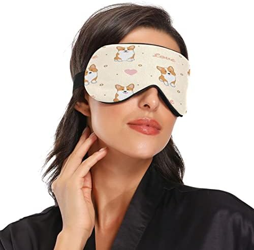 xigua fofa corgi máscara de olhos dormindo com alça ajustável, blecaute respirável Confortável máscara de olho