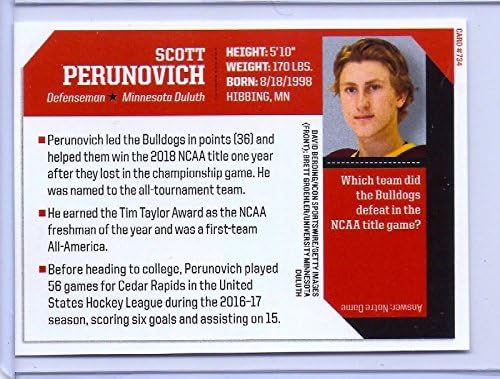 Sports Illustrated Scott Perunovich 2018 1º já impresso o cartão de estreia de Minnesota Duluth! Si 1 de