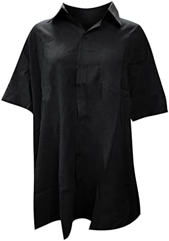 Button casual masculino de Ubst Men camisas de manga curta Summer praia de linho de linho de algodão regular