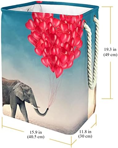 Balões vermelhos de nariz de elefante cinza Coração de lavanderia grande cestas de lavanderia sujas de pano de