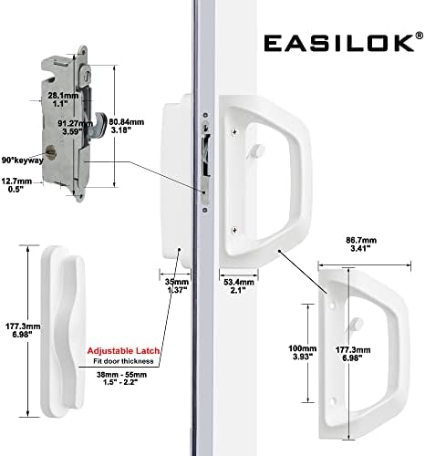 Easilok Sliding Patio Porta Patio Conjunto com trava de mortise, substituição de serviço pesado