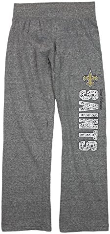 Exterrestuff NFL Big Girls Youth Heathered Grey Fashion Lounge Pants, Nova Orleans Saints, X-Large