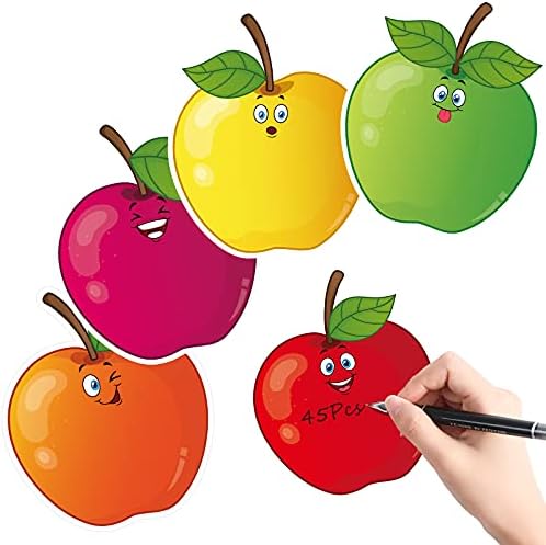 45 peças frutas coloridas recortes, recortes de avisos de avó de maçã de papel de fruta Nome das tags Etiquetas
