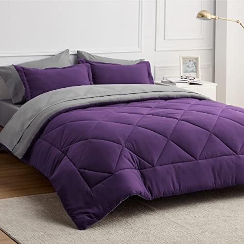Bedsure Purple Full Full Consolter Conjunto - 7 peças Cama reversível Cama em uma bolsa cheia de edredons, lençóis,