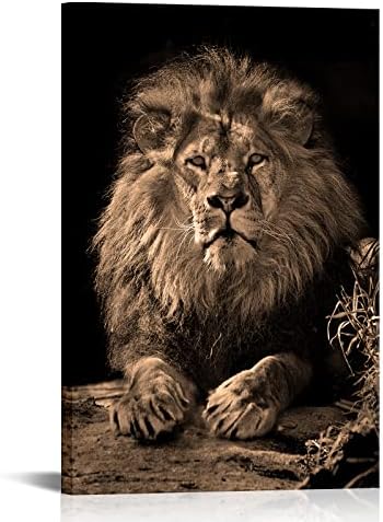 Rnnjoile Lion Canvas imprime poderosa pintura de animais selvagens Picture Picture Decorações de