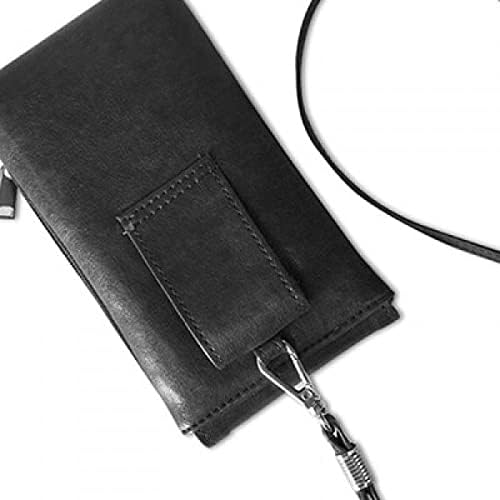 Componente de caractere chinês Jiong Phone Wallet Burse pendurada bolsa móvel bolso preto
