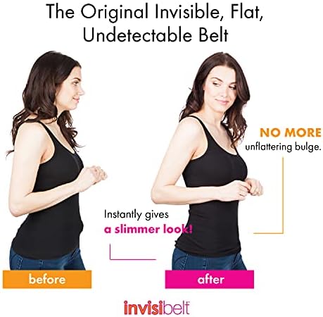 Invisibelt No Mostrar Cinturão Estriado das Mulheres, Cinturão Flato Ajustável, Tamanho Um