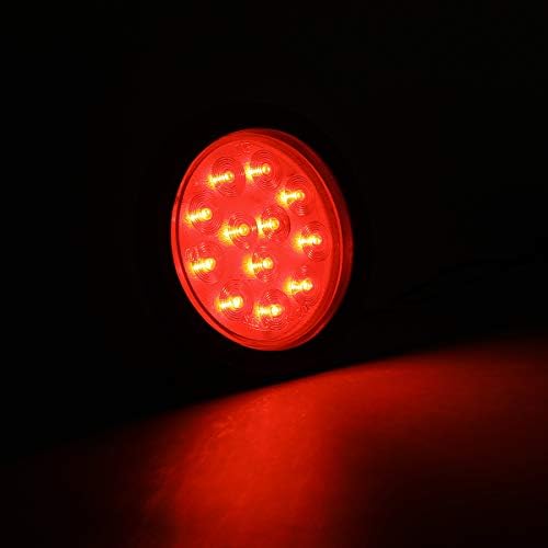 Luzes traseiras de 4pcs de 4 polegadas de 4 polegadas redondos de led de 4 polegadas RED 12 LED Impermeável