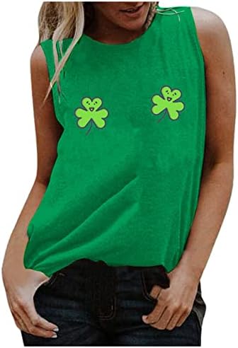 Jinlile feminino de St. Patrick's Day Tops Tops sem mangas túnicas de pescoço redondo de verão coletes casuais