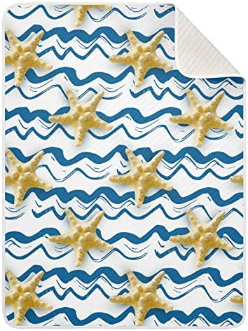 Clanta de cobertor Swaddle Starfish Cotton Wavy Cotton para bebês, recebendo cobertor, cobertor