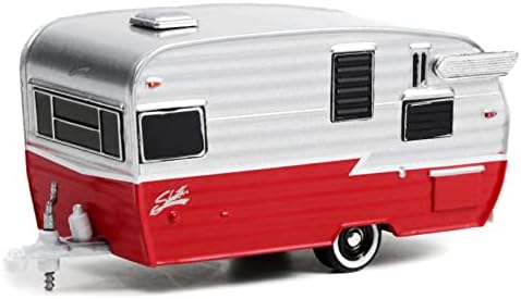 Toy Cars 1962 Shasta Airflyte Travel Trailer Aluminium polido e vermelho com listras brancas Série de casas 12