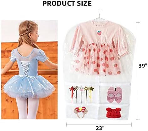 Bolsa de vestuário para crianças de dança, bolsa de fantasia de dança infantil clara, crianças penduradas