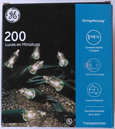 GE String-A-Long 200 Interior / Outdoor Clear White Miniature Lights, Natal / Holiday / Pátio / Party