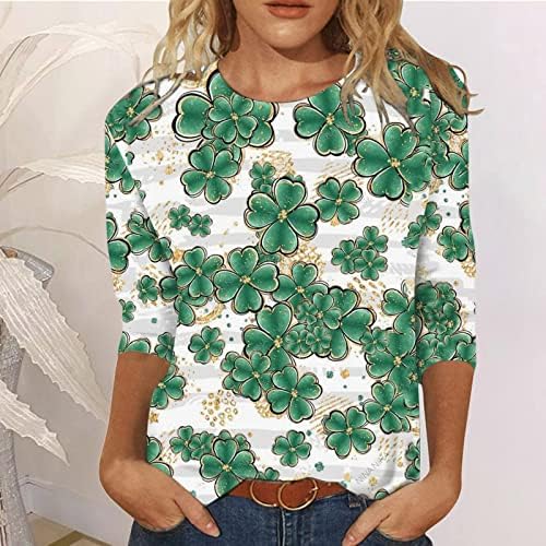 Blusa de meninas verão outono 2023 moda 3/4 manga algodão Crew pescoço gráfico capri -lounge blusa camiseta