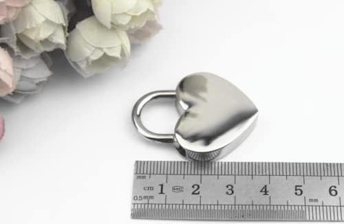 Beespring 1 pedaços de coração em forma de coração Padlock Skeleton Key Wedding Bow Lock Lock Silver Valentine
