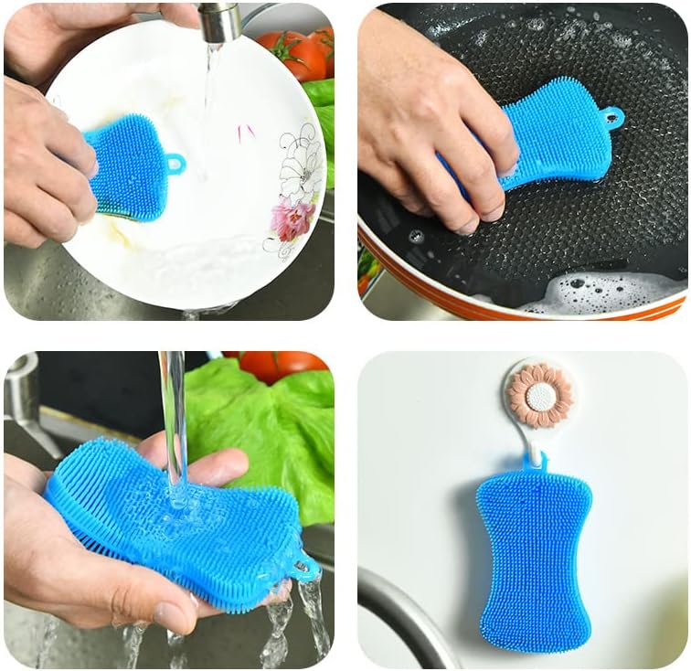 6 Pacote escovas de limpeza de silicone, frutas e legumes lavar louça de lavagem de lavagem de panela de panela