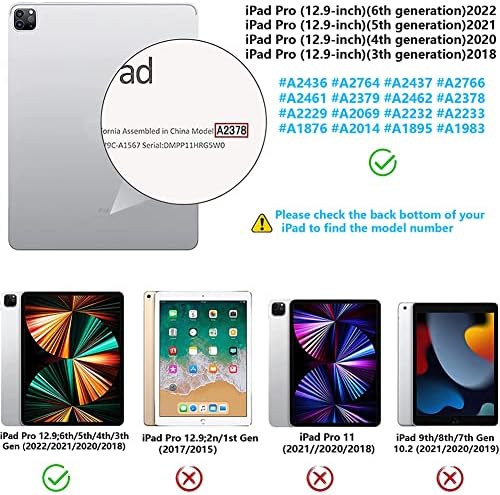 Caso Wesappinc Compatível com iPad Pro 12.9 Caso 6/5º/4º geração com porta -lápis, TPU suave com tampa de