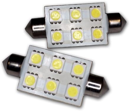 TuningPros LED-42M-WS6 Festoon 42mm Lâmpadas LED, SMD LED White 2-PC Conjunto