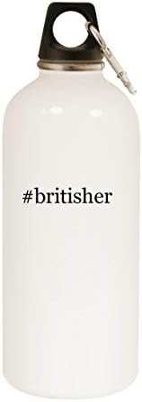 Molandra Products Britisher - 20oz Hashtag Aço inoxidável garrafa de água branca com morador, branco
