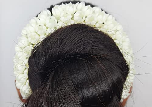 Cabelo artificial gajra jasmine mogra flor juda gazra para mulheres acessórios realistas de pão de cabelo